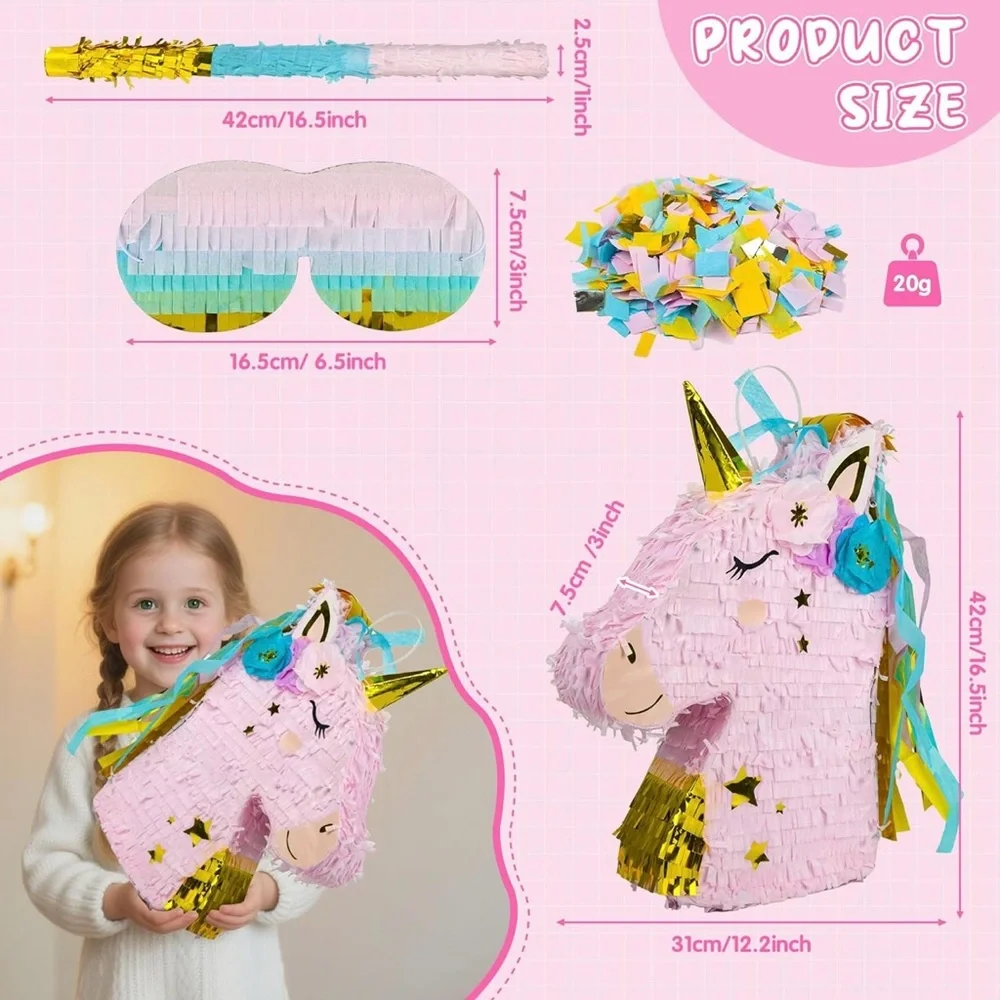 Unicorn Piñata Set with Pink and Gold‎ Accents